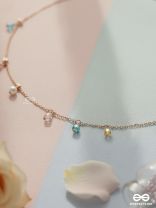 Rain In Paradise- Pearls And Crystals Studded Golden Necklace With Anti-Tarnish Coating
