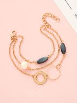 Day 'n' Nite- Pearl and Stones Studded Golden Bracelet