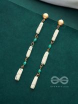 Marble-lous - Blue and White Stone Studded Golden Earrings