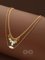 The Interstellar Charm- Pearls And Beads Studded Golden Necklace With Anti-Tarnish Coating 