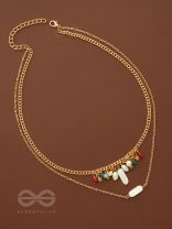 The Interstellar Charm- Pearls And Beads Studded Golden Necklace With Anti-Tarnish Coating 