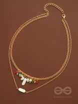 The Interstellar Charm- Pearls And Beads Studded Golden Necklace With Anti-Tarnish Coating 