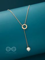 Drop-Down- Golden Pearl Necklace With Anti-Tarnish Coating 