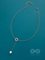 Drop-Down- Golden Pearl Necklace With Anti-Tarnish Coating 