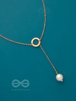 Drop-Down- Golden Pearl Necklace With Anti-Tarnish Coating 