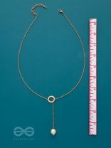 Drop-Down- Golden Pearl Necklace With Anti-Tarnish Coating 