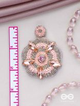UTTMANSH- THE FASCINATING FLOWER- STONE AND BEADS EMBROIDERED EARRINGS (PALE PINK)