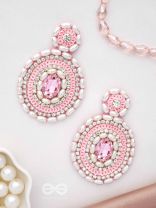  PRATIBIMB- THE RESPLENDENT REFLECTION- STONE, PEARLS AND SEQUINS EMBROIDERED EARRINGS (BLUSH PINK)