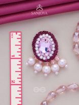  PANKEROOH- THE LOVELY LOTUS - PEARL AND STONE EMBROIDERED EARRINGS (BLUSH PINK & MAGENTA)