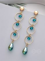 The Misty Grove- Greenish Blue and Golden Crystal Beads Earrings