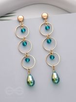 The Misty Grove- Greenish Blue and Golden Crystal Beads Earrings