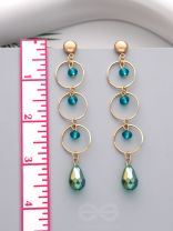 The Misty Grove- Greenish Blue and Golden Crystal Beads Earrings