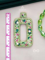 Aardratva - The Verdant - Sequins, Pearls And Beads Hand Embroidered Earrings (Lime Green)