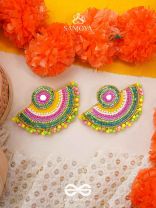 AARUNYA- THE FIRST SUNRAY- BEADS, SEQUINS AND MIRROR EMBROIDERED EARRINGS (MULTICOLOURED)