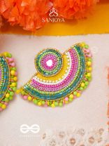 AARUNYA- THE FIRST SUNRAY- BEADS, SEQUINS AND MIRROR EMBROIDERED EARRINGS (MULTICOLOURED)