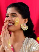 AARUNYA- THE FIRST SUNRAY- BEADS, SEQUINS AND MIRROR EMBROIDERED EARRINGS (MULTICOLOURED)