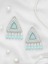 Suchyagra- The Eternal Pyramid-  Pearls, Beads and Glass Beads Embroidered Earrings (Sky Blue)