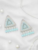 Suchyagra- The Eternal Pyramid-  Pearls, Beads and Glass Beads Embroidered Earrings (Sky Blue)