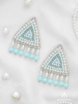 Suchyagra- The Eternal Pyramid-  Pearls, Beads and Glass Beads Embroidered Earrings (Sky Blue)