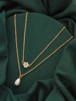Lily Of The Valley- Golden Pearl Necklace With Anti-Tarnish Coating