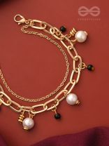 Dark and Light- Golden Layered Pearl Bracelet 