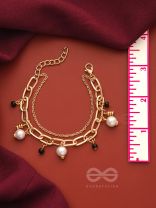 Dark and Light- Golden Layered Pearl Bracelet 