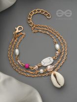 The Shell Galaxy- Golden Three Layered Bracelet