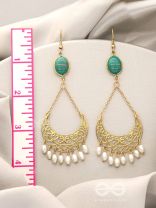 Over the Moon- Golden Stone and Pearls Earrings