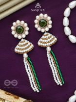 Kalapa- The Bell of Harmony- Stones and Pearls Embroidered Earrings 