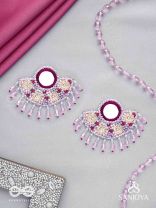 Tevana- The Pleasure Garden- Mirror, Resham and Glass Beads Embroidered Earrings