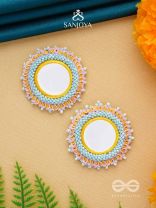 Nimrukti- The Setting Sun- Resham, Mirror and Beads Embroidered Earrings