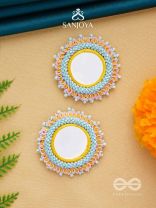 Nimrukti- The Setting Sun- Resham, Mirror and Beads Embroidered Earrings