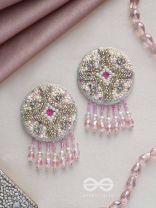 Tarani- The Pink Allure- Pearl, Resham and Stones Embroidered Earrings