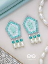 Avisha- The Blue Ocean- Sequins and Pearl Drops Embroidered Earrings