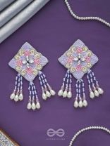 Chatushka- The Graceful Square- Sequins, Stones and Glass Beads Embroidered Earrings 