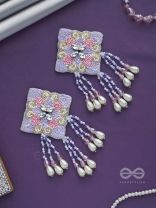Chatushka- The Graceful Square- Sequins, Stones and Glass Beads Embroidered Earrings 