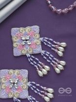 Chatushka- The Graceful Square- Sequins, Stones and Glass Beads Embroidered Earrings 