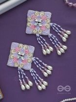 Chatushka- The Graceful Square- Sequins, Stones and Glass Beads Embroidered Earrings 