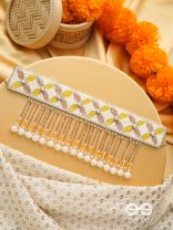 Ajathya- The Yellow Jasmine- Stones and Glass Beads Embroidered Choker Necklace