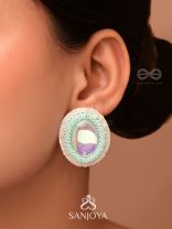 Mandara - The Mirror Reflection - Stones, Sequins And Cutdana Hand Embroidered Earrings