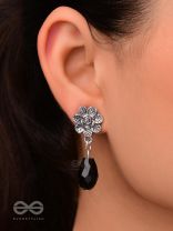 The Frosted Flower- Tiny Trinket Earrings (Ebony Black)