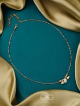 Three's Company- Golden Pearl Necklace With Anti-Tarnish Coating