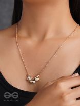 Three's Company- Golden Pearl Necklace With Anti-Tarnish Coating