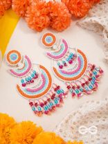 Tricit - The Three-Layered - Beads And Sequins Hand Embroidered Earrings