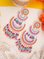 Tricit - The Three-Layered - Beads And Sequins Hand Embroidered Earrings