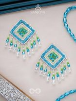 Vimita - The Splendid Square - Beads, Cutdana And Sequins Hand Embroidered Earrings