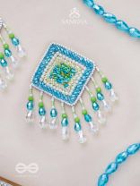 Vimita - The Splendid Square - Beads, Cutdana And Sequins Hand Embroidered Earrings