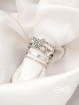 Moons n Butterfly- Set of 4 Silver Rings