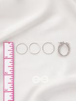 Moons n Butterfly- Set of 4 Silver Rings
