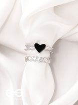 String of Hearts- Set of Two Silver Rings
